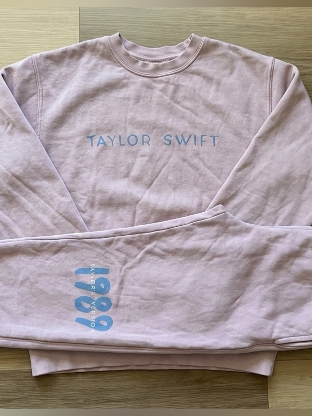 Taylor Swift Light Pink Crewneck with Blue Logo pants set
